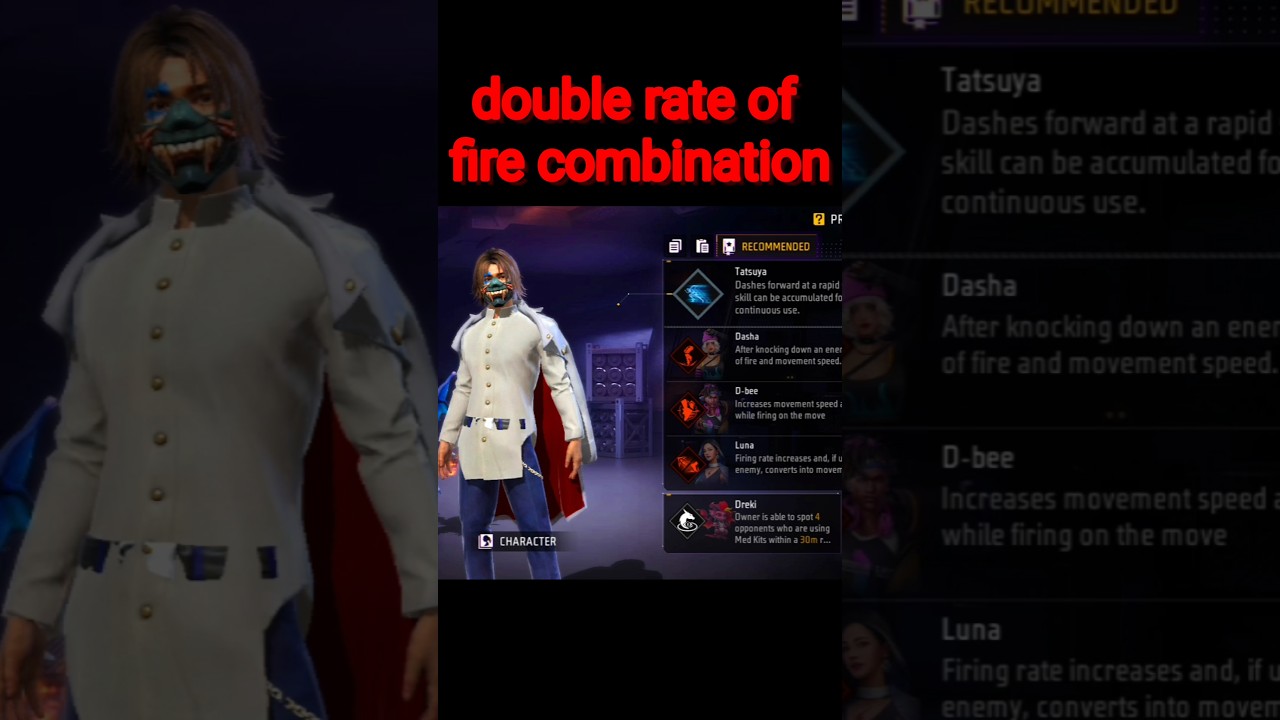 Top Fire Rate Combo & Character Skills🔥 in Free Fire