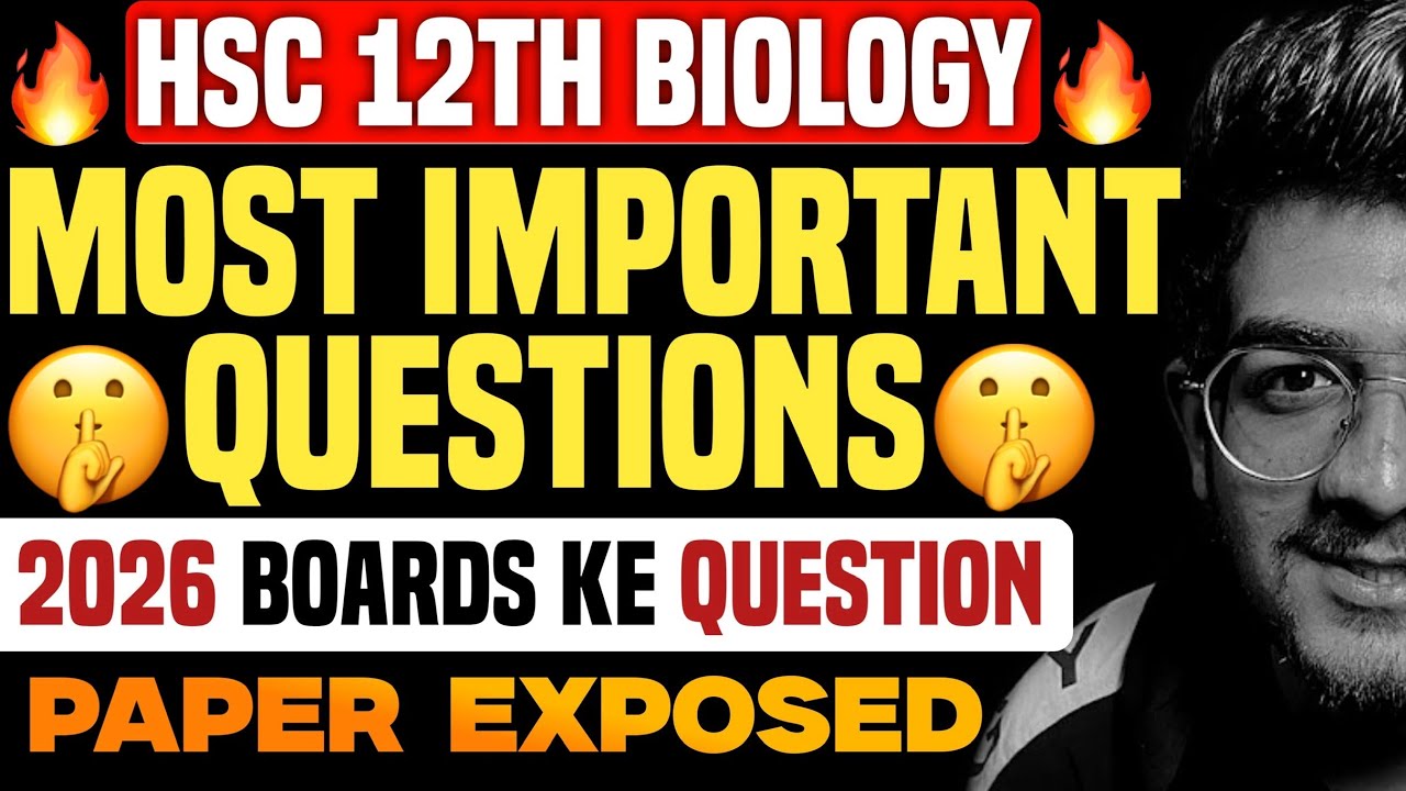 12th hsc biology important questions 2026 | biology class 12 hsc important questions 2026 12vi BOARD