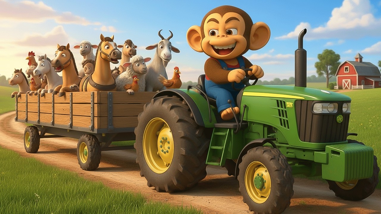 Monkey Farmer Fixes Tractor and Plows Beet Field   Farm Work | Funny Farm🐒