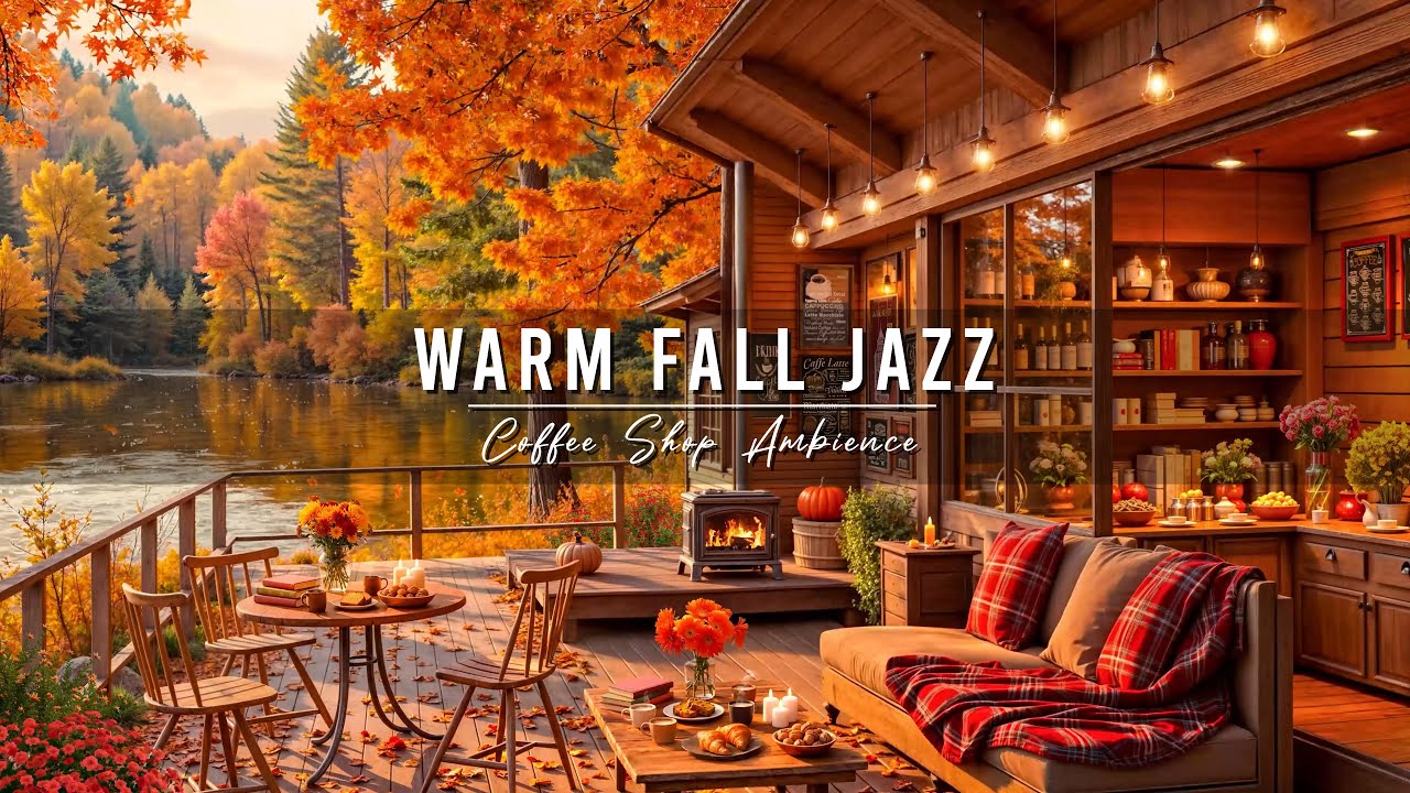 Fall Morning Jazz at Lakeside Coffee Shop ☕🎶
