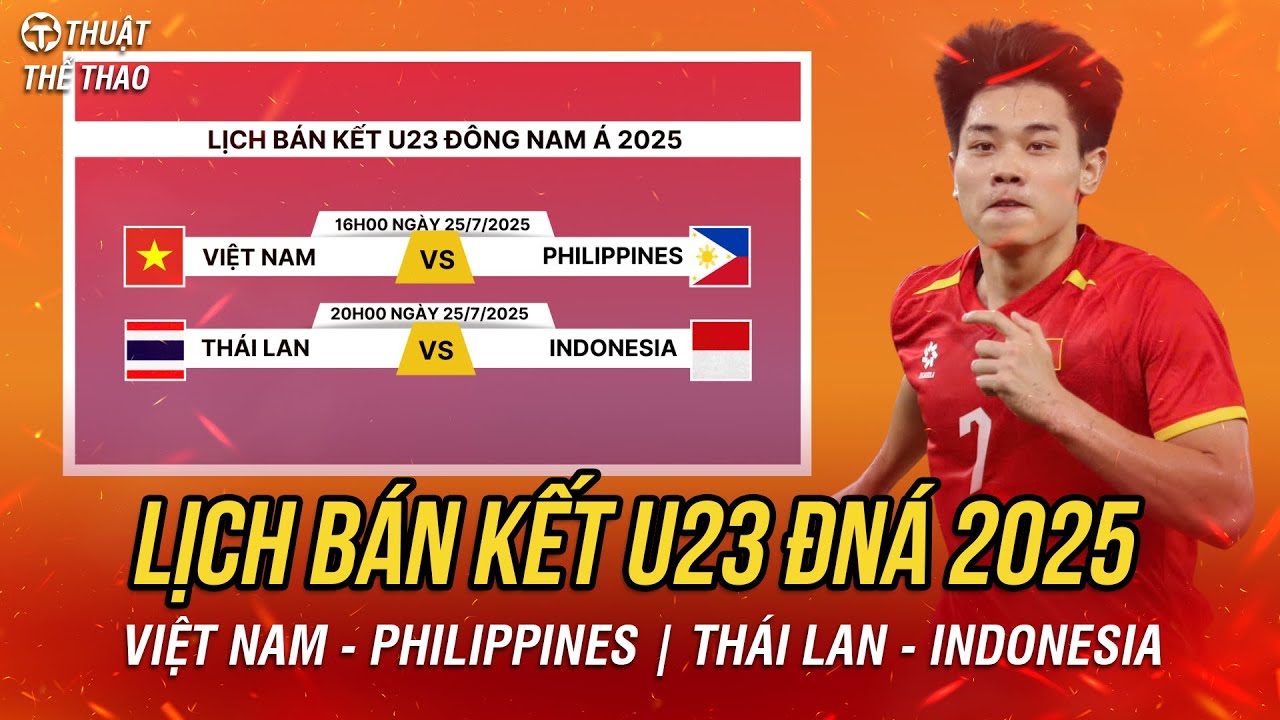 Lịch bán kết U23 Đông Nam Á 2025 🇻🇳 vs Philippines