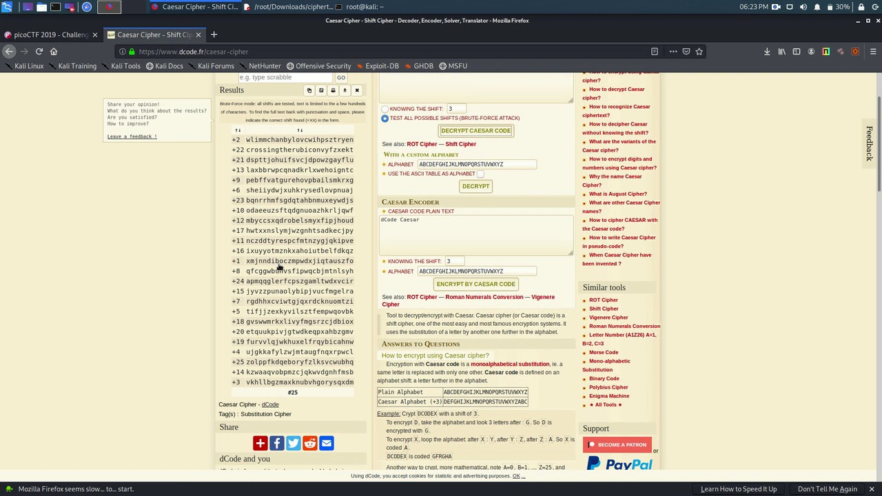 Caesar Cipher Challenge - picoCTF 2019 🕵️♂️