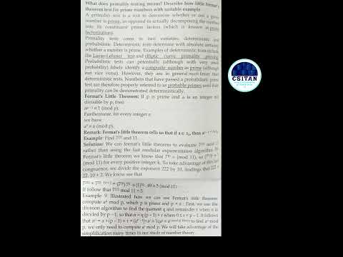 What does primality testing means? Describe how little fermar's theorem test for prime numbers