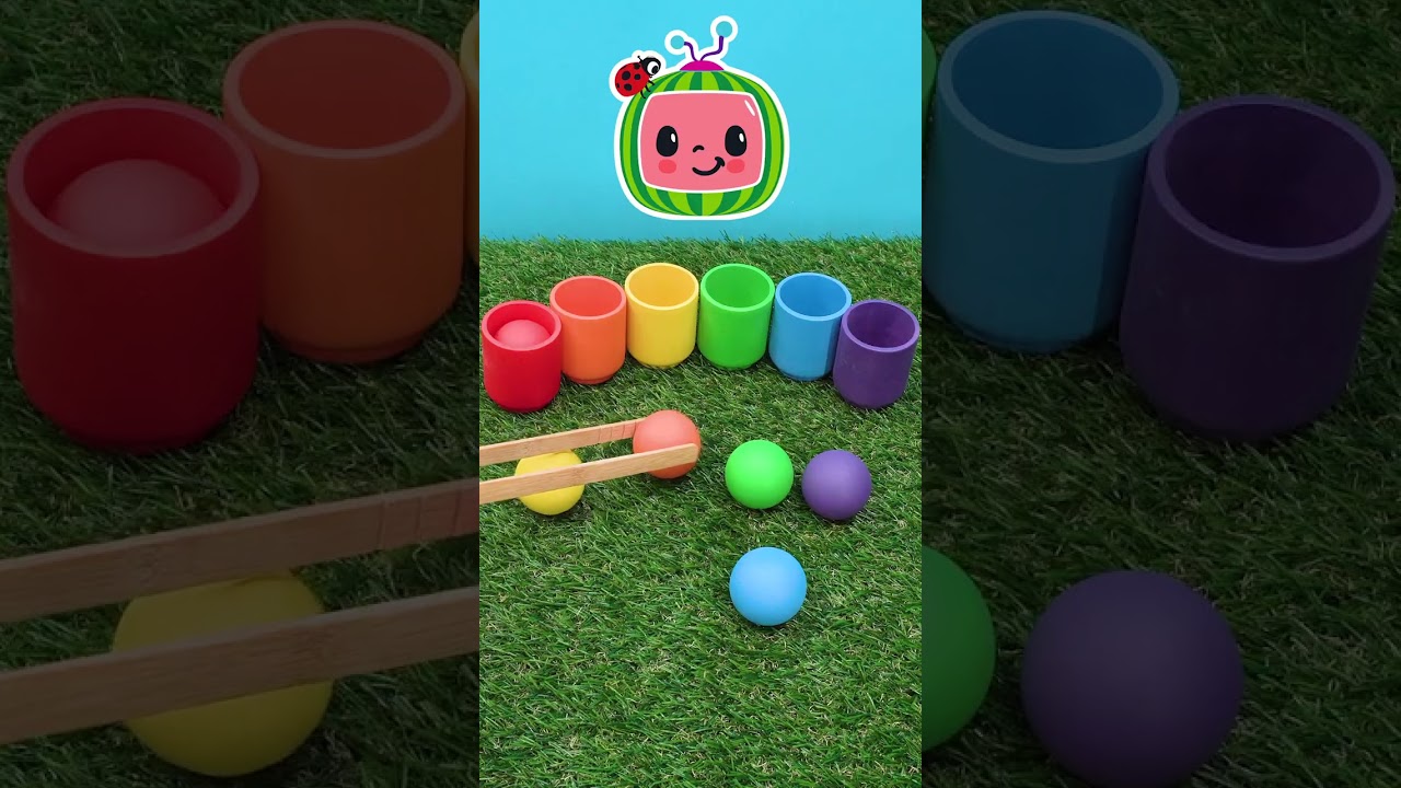 The CoComelon Colorful Rolling Ball Challenge! 🌈 Learn The Rainbow & Colors For #kids #shorts