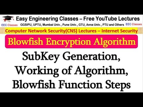 Blowfish Encryption Algorithm in Hindi - SubKey Generation, Working Steps