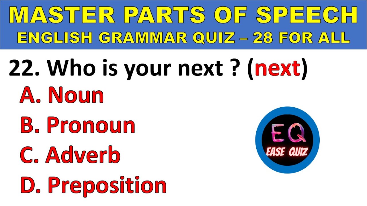 English Grammar Quiz: Parts of Speech π
