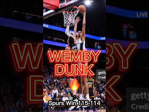 Victor Wembanyama Dunk Vs Suns. NBA Spurs Vs Suns Highlights. Spurs Win 115-114 #shorts #subscribe