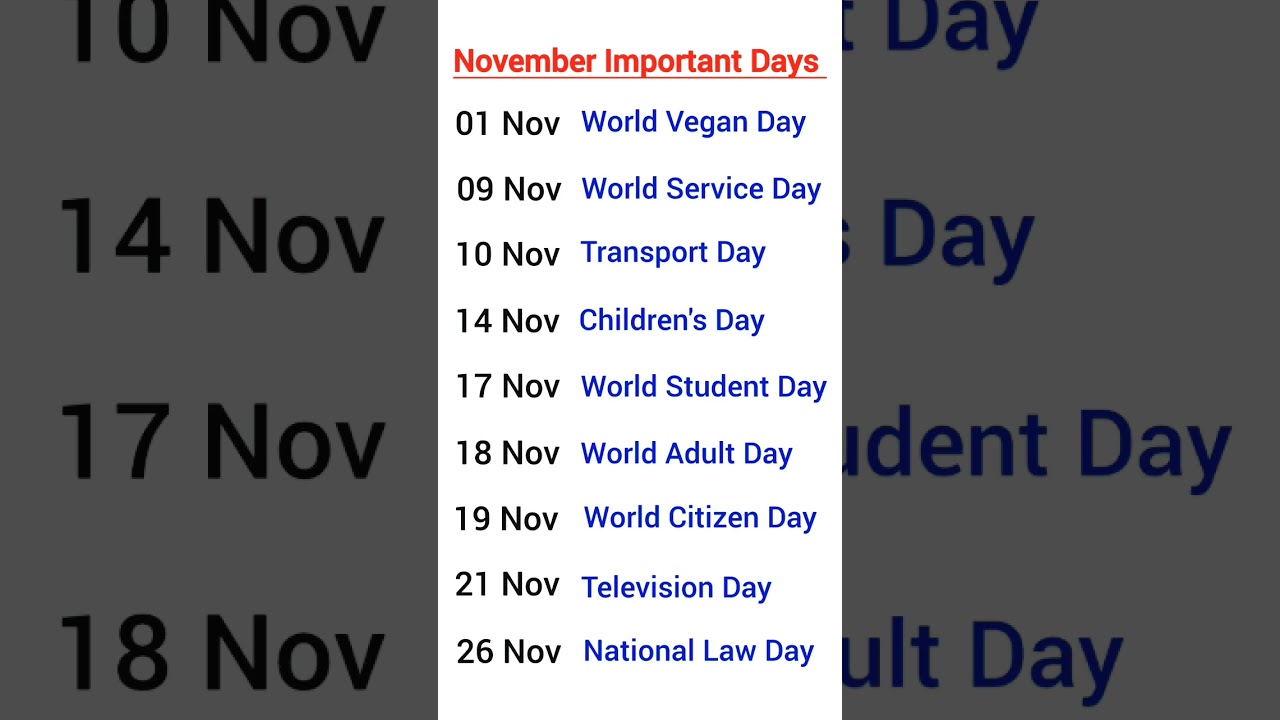 November Milestones & Festive Dates π
