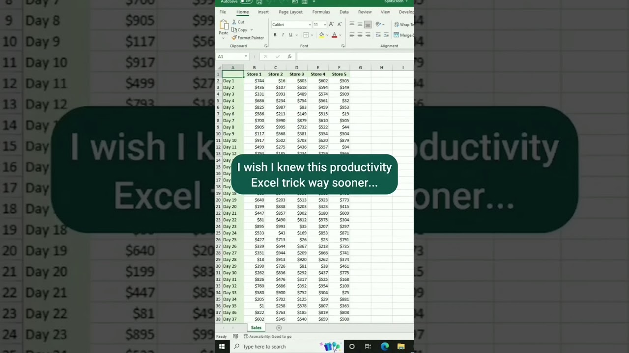 Split Your Excel Screen in Half with Formula