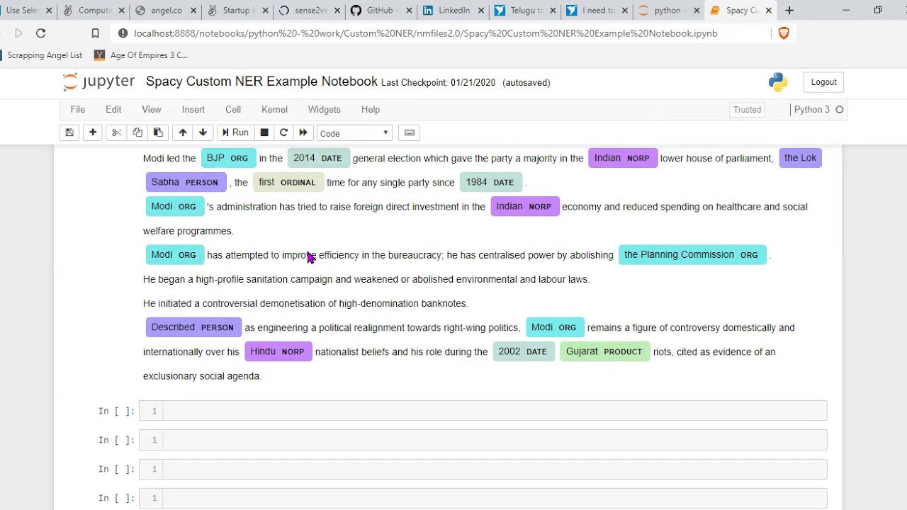 SpaCy Custom NER Sample Video