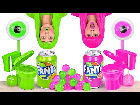 HANYA MAKAN SATU WARNA SELAMA 24 JAM! Yang Terakhir Makan Makanan Pink VS Hijau oleh 123 GO! FOOD