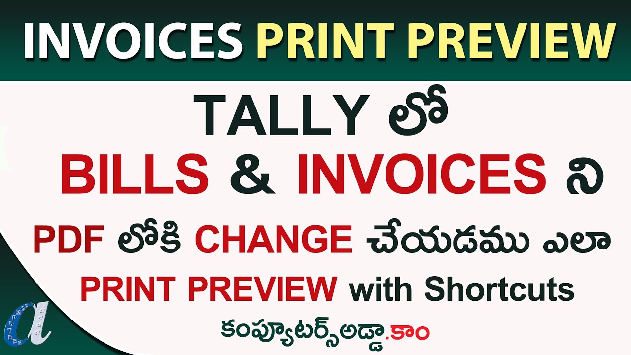 Tally Printing Options: Exporting Bills & Invoices in PDF Format with Print Preview