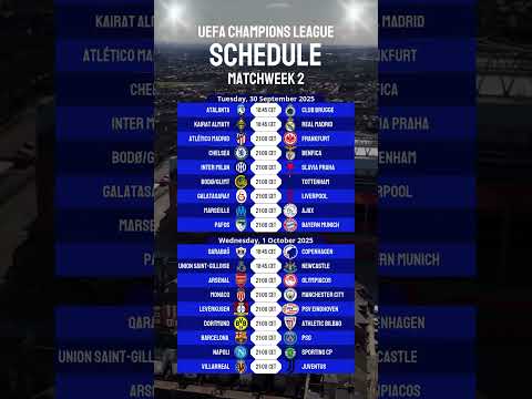 UEFA Champions League 2025/26 | Matchweek 2 Fixtures #ucl #uefachampionsleague #championsleague