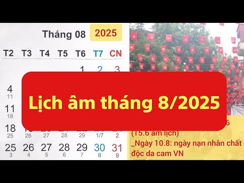 Lịch âm hôm nay bao nhiêu. Lịch âm dương tháng 8 năm 2025. Lịch vạn niên 8/2025