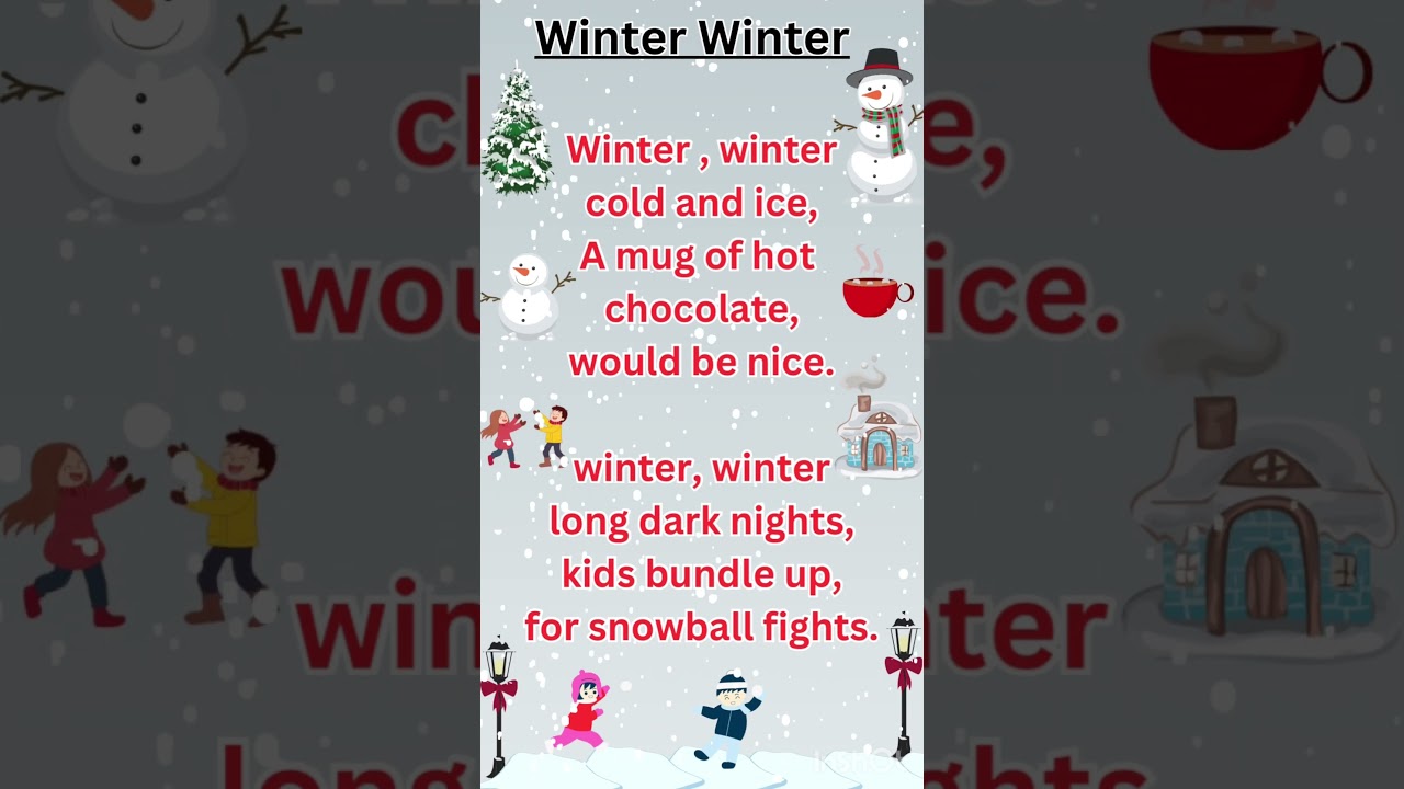 Winter Winter ☃️❄️ | English Poem for Kids | Poem in English for Kids | Poems | Kids Poems 👦👧