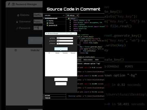 ๐ Create Secure Password Manager in Python with Encryption! #python #tkinter #coding #shorts