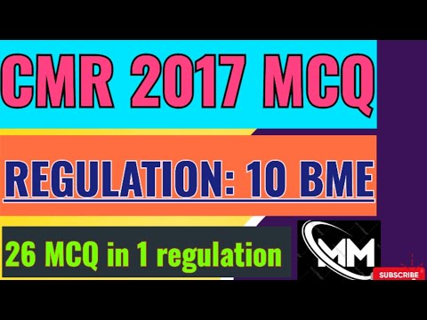 Regulation 10 BME MCQ | CMR2017 📚