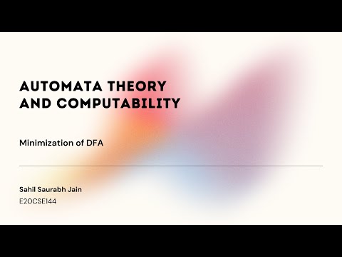 Automata Theory and Computability: Minimization of DFA