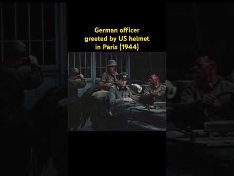 German officer greeted by US helmet in Paris during World War II #shorts