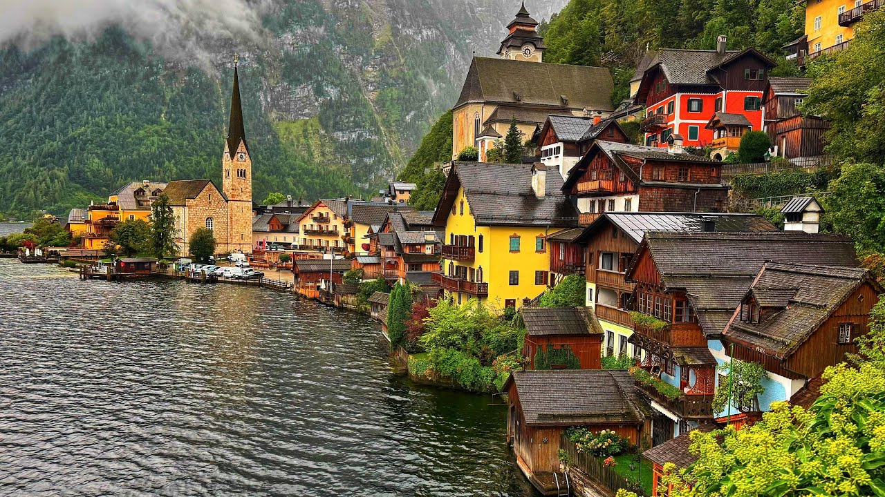 Hallstatt Rainy Walk 🌧️ in Europe's Scenic Village