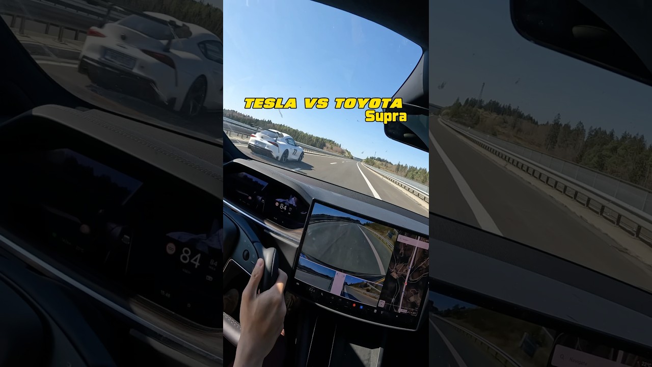 Tesla Model S vs Toyota Supra: Autobahn Showdown