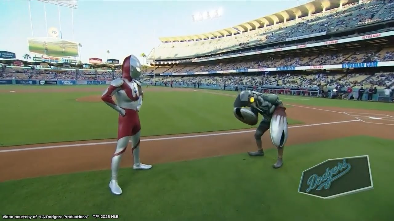 Ultraman Steals the Show with First Pitch at Dodger Stadium! 🏟️