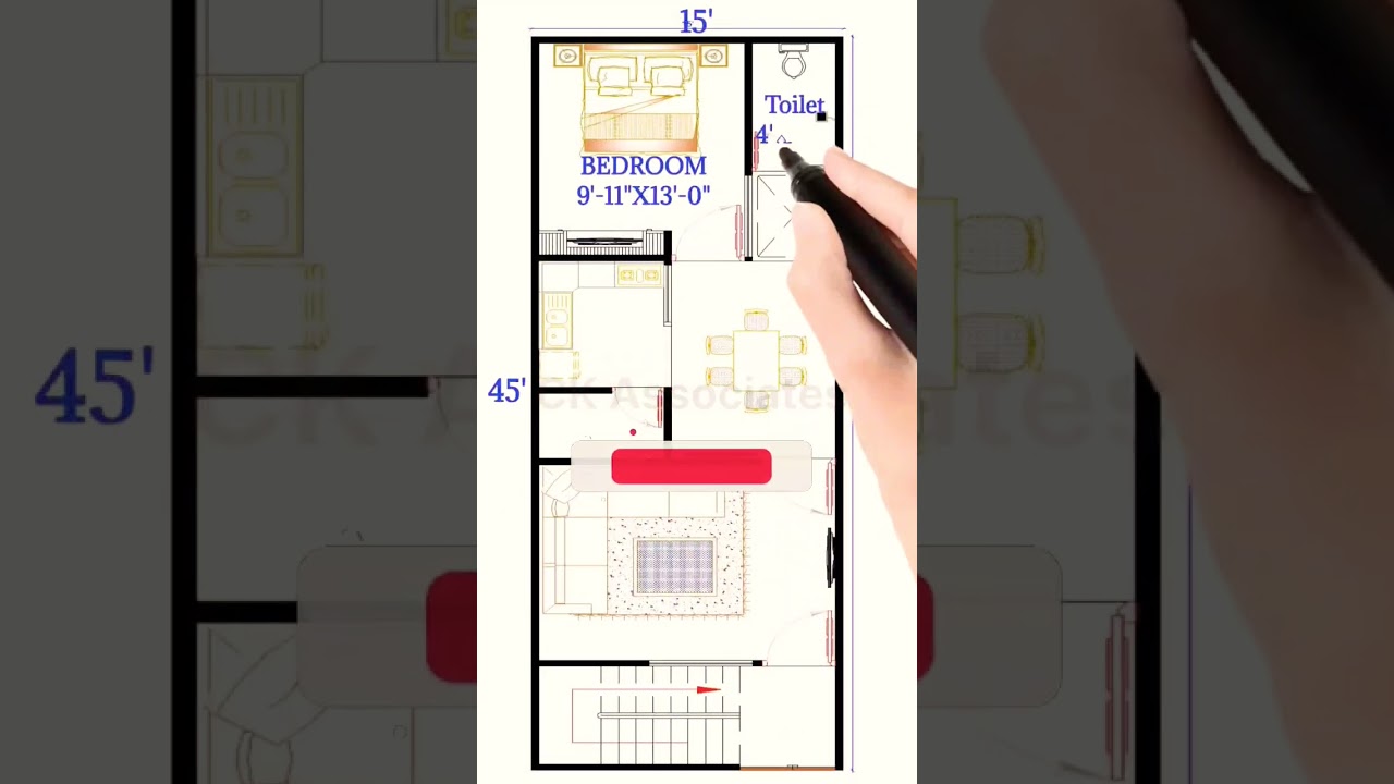 15x45 2BHK House Plan 🏡 East Face