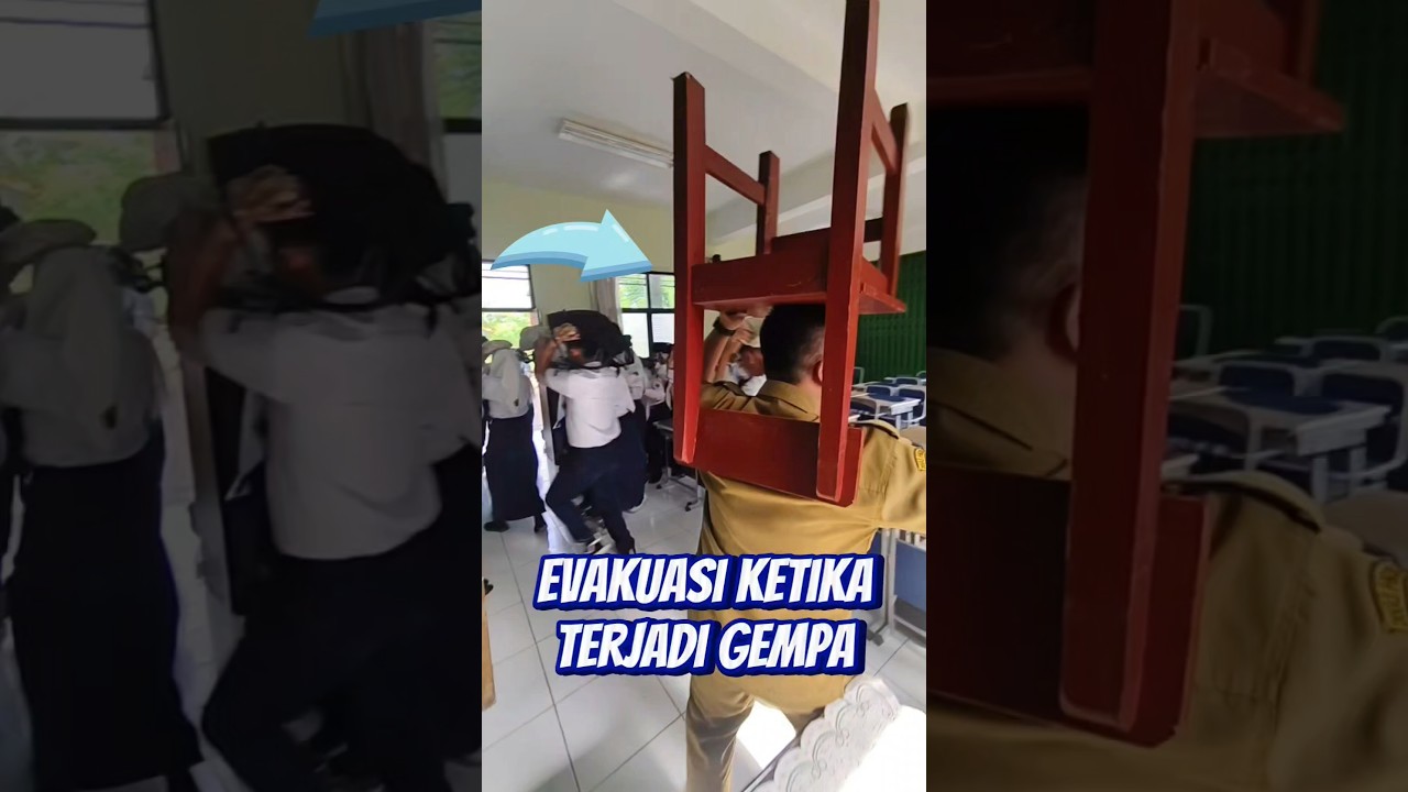 Simulasi Penanggulangan Gempa untuk Anak Sekolah 🏫 #shorts