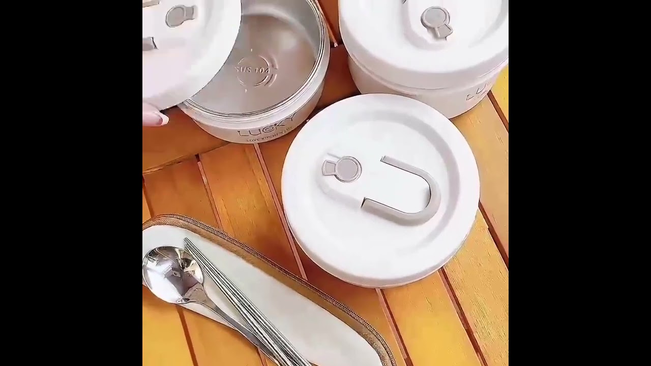 Hộp Cơm Giữ Nhiệt Lucky 3 Tầng Kèm Túi – Chất Liệu Inox 304 Cao Cấp 🍱