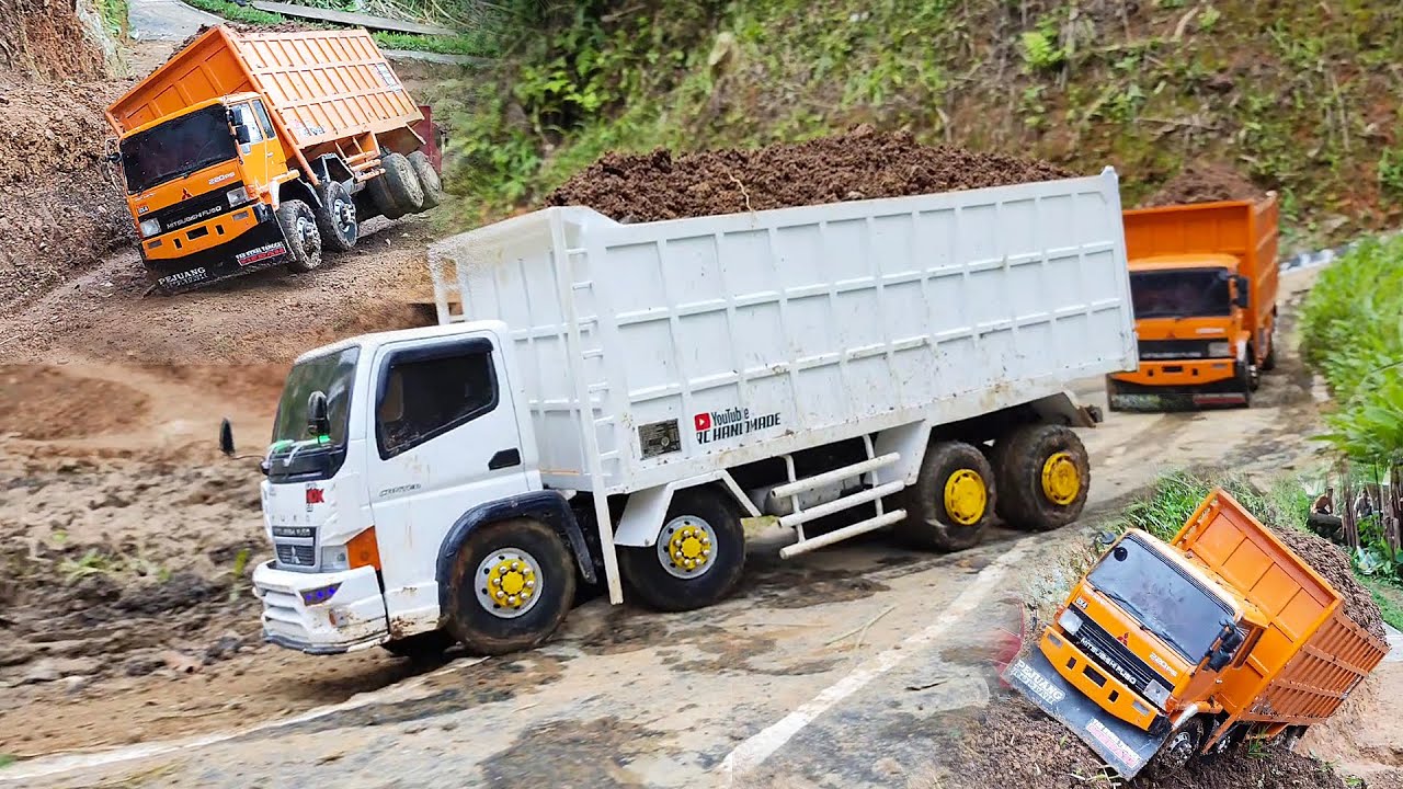 Aksi Dramatis Truk Fuso 220Ps Trinton dan CANTER Trinton Mengangkut Tanah Berat 🚧