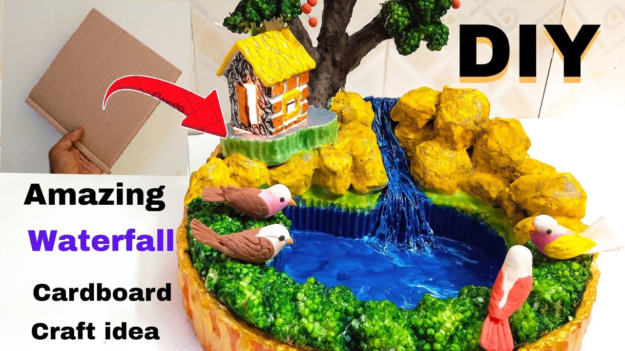 Create a Beautiful Waterfall Scene with Cardboard 🌊