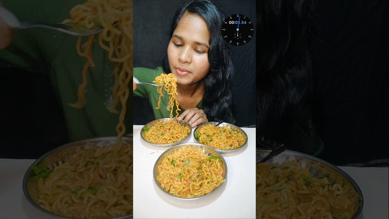 3 Plates Maggi Challenge in 120 Seconds 🍜
