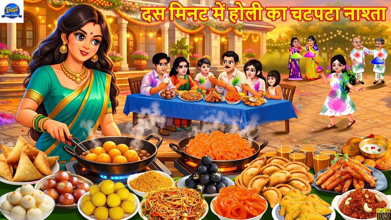 दस मिनट में होली का चटपटा नाश्ता | Saas Bahu | Hindi Kahani | Moral Stories | Hindi Cartoon | Kahani