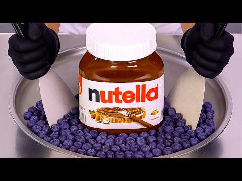 Nutella & Blueberry Ice Cream Rolls | ASMR