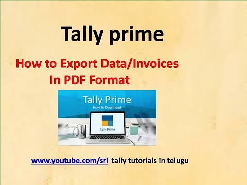 How To Export Data And Sales Invoice In PDF In Tally Prime |Telugu ||