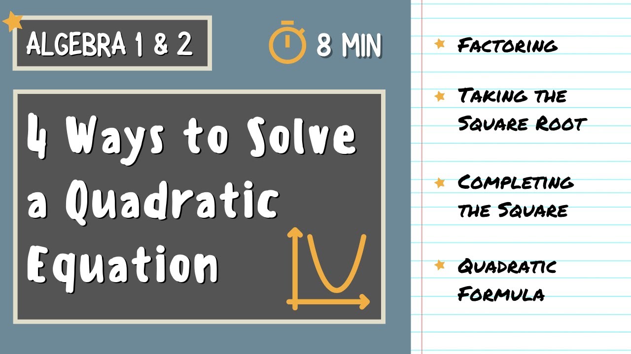 4 Four Methods for Solving Quadratic Equations | Algebra 1 & 2