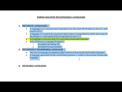 Unit 5: Recognizable & Recursively Enumerable Languages