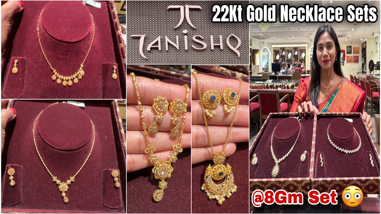 Tanishq NEW Gold Necklace Set Designs 8GmSet🔥| Tanishq Uncut Diamond Necklace Set Designs With Price