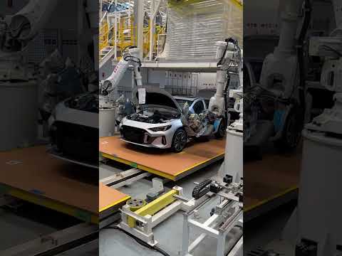 Demonstration of ABB robots applied to automotive industry.