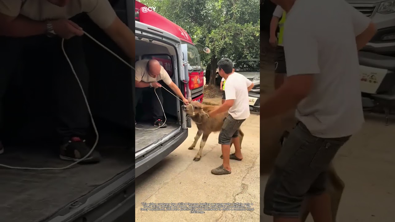 Water Buffalo Loading Trick – Easy Farm Transport 🐃