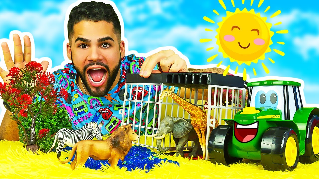 Aventura na Fazenda: Animais Selvagens Invadem a História do Trator John 🦁🦒