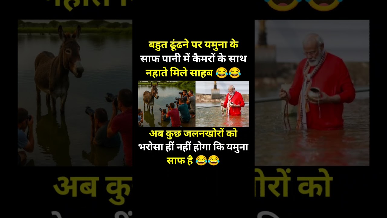 यमुना नदी में साफ पानी में नहाते हुए साहब! 🌊 #Trending