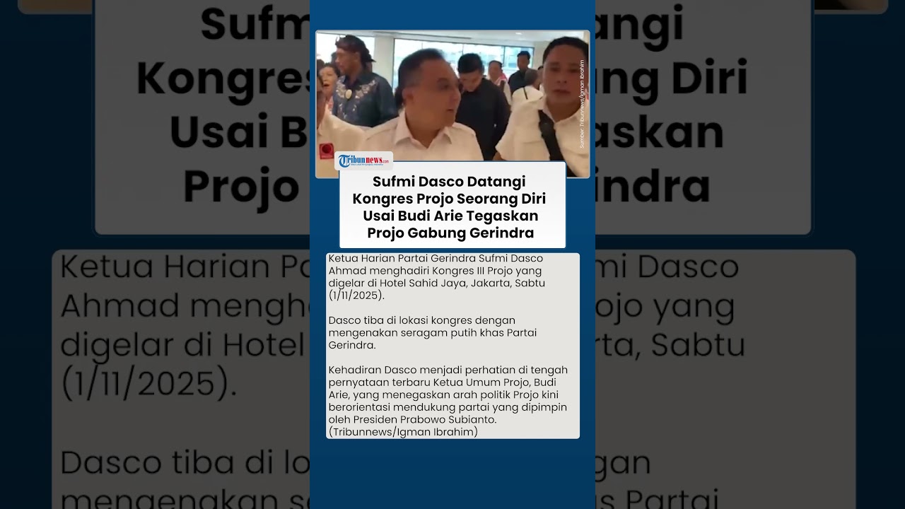 Sufmi Dasco Hadiri Kongres Projo dan Tanggapi Pernyataan Budi Arie tentang Gabung Gerindra