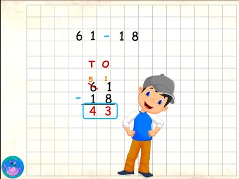 Vertical subtraction with borrowing - 2 digit numbers | subtraction techniques | Grade 1  | Grade 2