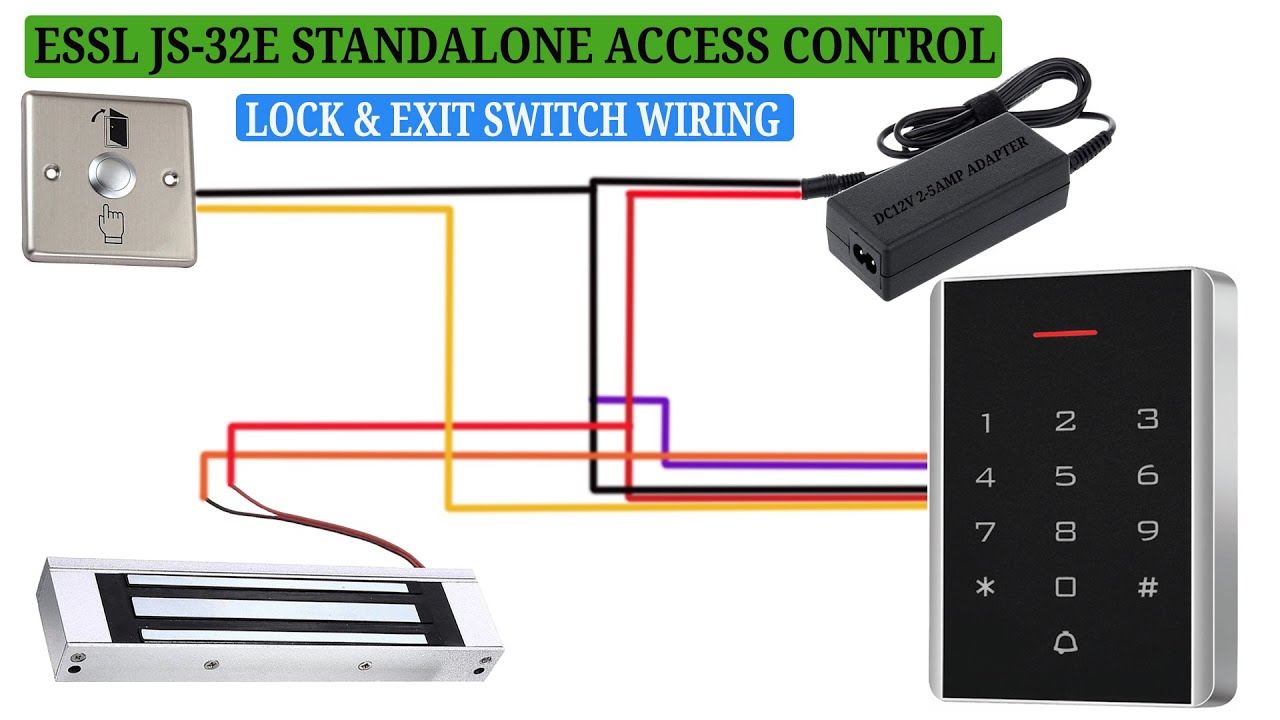 Wiring Instructions for Essl JS-32E Standalone Access Control with EM Lock and Exit Switch