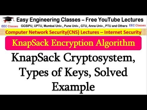 KnapSack Encryption Algorithm in Hindi - Types of Keys, Solved Example