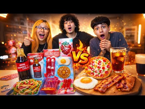 Gummy Food vs. Real Food Challenge! 🍬