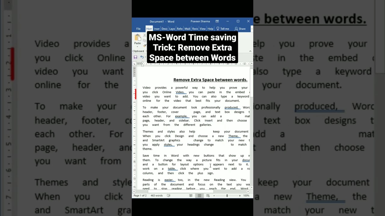 Quick Tip: Remove Extra Spaces Between Words in MS Word ✨