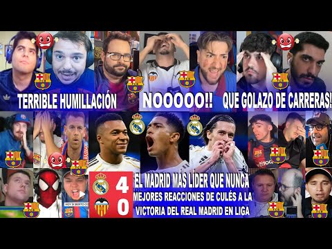 MEJORES REACCIONES DE CULÉS AL REAL MADRID 4-0 VALENCIA CON SHOW DE CARRERAS MBAPPÉ Y BELLINGHAM