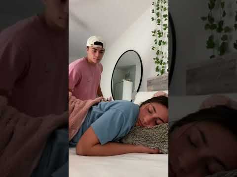 Pretending to be asleep when my boyfriend comes in to see his reaction...😐 #Shorts